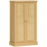 HOMCOM 104 cm Rattan-Küchenschrank mit 5-stufigem Regal, 12 Gewürzfächern und verstellbaren Böden, Natur(m-11)