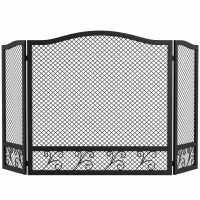 HOMCOM Parascântei pentru Șemineu, 3 Panouri, Metal Vopsit Electrostatic, Gata de Utilizare, 107 x 1 x 60 cm, Negru(m-11)