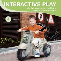 AIYAPLAY Foot To Floor Sliding Kids Ride On Car with Music, Bubble, for Toddler from 2 to 5 Years Old - Cream White(m-4)