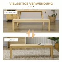 HOMCOM Bancă de bucătărie din lemn de pin pentru 3 persoane, 150Lx33x45cm, culoare lemn(m-6)