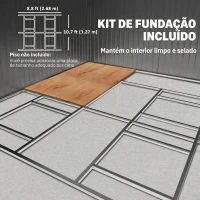 Outsunny Abrigo de Jardim 340x386x200 cm 13,1 m² Abrigo de Exterior de Aço com Portas de Correr e Ventilações Cinza Claro(m-5)