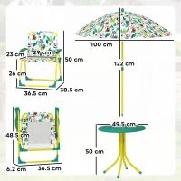 AIYAPLAY Masă de Picnic pentru Copii, Set Masă și Scaune cu Umbrelă Verde(m-3)