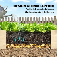 Outsunny Letto per Orto Rialzato in Legno di Abete con Fondo Aperto e 2 Sezioni Separate, 244x61,5x27cm(m-5)