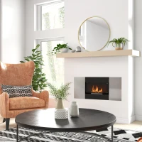 HOMCOM Șemineu Bioetanol 0,9L de Perete din Oțel Inoxidabil, 100x15x54 cm, Negru și Argintiu(m-9)