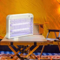 Outsunny Zapper per Insetti e Zanzare da 20W a Luci LED UV con Vassoio Rimovibile, in ABS e Metallo, 39x8x28 cm(m-2)
