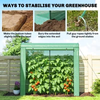 Outsunny Mini Greenhouse, Garden Tomato Growhouse with Roll-Up Door and 2 Mesh Windows, PE Cover, 200 x 75 x 188 cm, Green(m-8)