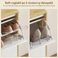 HOMCOM Dulap Slim Modern pentru Pantofi cu 4 Sertare Rabatabile, Capacitate 20 Perechi de Pantofi, 105x24x92.5 cm, Alb(m-6)