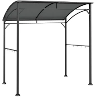 Outsunny Grillpavillon, Grillüberdachung, Regenschutz, Haken für Utensilien, Stahlrahmen, Dunkelgrau, 215 x 150 x 182/220 cm(m-1)