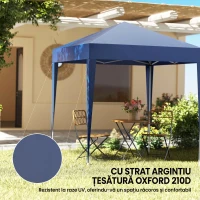 Outsunny Foișor Pliabil Pop-Up 2x2 m cu 4 Pereți Detașabili din Poliester și Oțel, Albastru(m-5)