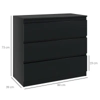 HOMCOM Chest of Three Drawers - Black(m-3)
