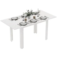 HOMCOM Ausziehbarer Esstisch, 120-160 x 70 cm, verstellbarer Küchentisch für 4-6 Personen, MDF, Hochglanzweiß(m-11)