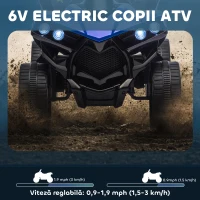 AIYAPLAY Quad Electric pentru Copii ATV cu Baterie Reîncărcabilă 6V, Faruri LED și Muzică, Vârsta 18-56 Luni, Albastru(m-4)