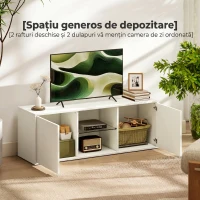 HOMCOM Mobilier TV pentru televizoare de până la 55", Suspendat sau pe Podea, Uși Soft Close, Gaura pentru Cabluri și Raft din Sticlă, Alb(m-6)