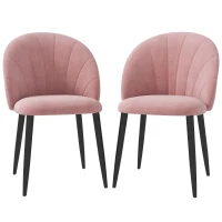 HOMCOM Set de 2 scaune de dining tapițate, stil nordic, din metal și catifea, 52x54x79cm, roz(m-12)