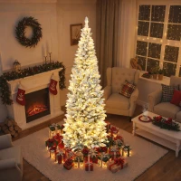 HOMCOM Árbol de Navidad Estrecho 210 cm con Luces LED Bicolores 11 Modos de Iluminación 687 Ramas Verde(m-9)