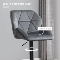 HOMCOM Set de 2 Scaune de Bar Sau Bucătărie cu Design Geometric, Gri(m-7)