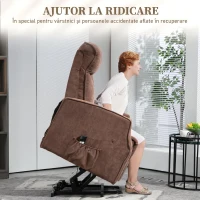 HOMCOM Fotoliu Relax Electric cu Funcție de Ridicare, 8 Puncte de Masaj, Reclinabil până la 135° cu 2 Telecomenzi, Maro(m-11)