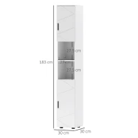 kleankin Line Embossed Tall Bathroom Storage Cabinet - White(m-3)