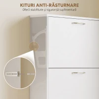 HOMCOM Dulap pentru Pantofi cu 5 Uși Anti-Răsturnare, din PAL, 65x17x180.5 cm, Alb(m-5)
