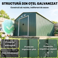 Outsunny Magazie Unelte din Otel Galvanizat, Anti Rugina 3.4 x 3.86 x 2 m,  Verde(m-18)