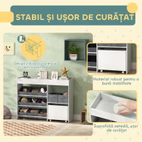 AIYAPLAY Mobilă Portajucării pentru Copii cu 11 Coșuri din Material Textil, Dulap și Rafturi, 105x30x80 cm, Alb(m-5)
