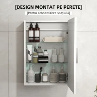 HOMCOM Dulap de Perete pentru Baie din Lemn cu 3 Rafturi Reglabile din Sticlă pe 3 Niveluri, 40x15x55 cm, Alb(m-4)