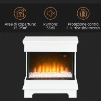 HOMCOM Caminetto Elettrico a 10 Colori con Spegnimento Automatico e Timer da 12h, 61x28x66.5 cm, Bianco(m-6)