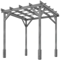Outsunny 2 x 2m Wooden Pergola Kit, Decorative Garden Gazebo Shelter with Stable Structure for Climbing Vines, Flowers, Grey(m-11)