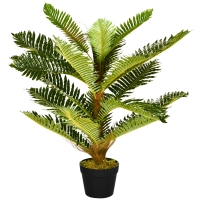 HOMCOM Pianta Artificiale di Palma con 18 Foglie e Vaso Incluso per Interni, Altezza 85 cm, Verde