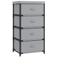 HOMCOM Kommode mit Stahlrahmen und 4 Schubladen, 42 x 32 x 80 cm, Grau/Schwarz(m-1)