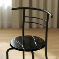HOMCOM Set Masă Modernă cu 2 Scaune pentru Dining, Set 3 Piese Economisitoare de Spațiu, Negru(m-9)