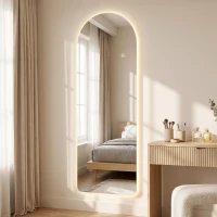 HOMCOM Specchio da Parete ad Arco con Illuminazione LED Regolabile e Controllo Touch, in Vetro Temperato, 40x3x120 cm(m-2)