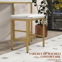 HOMCOM Măsuță de Toaletă cu Oglindă, 2 Sertare, 5 Rafturi și Taburet, din MDF și PAL, 80x40x138 cm, Alb(m-10)