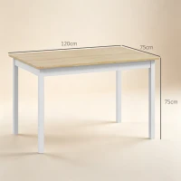 HOMCOM Tavolo da Pranzo 4 Posti con Piedini Antiscivolo, in Legno di Pino, 120x75x75 cm(m-3)
