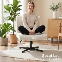 HOMCOM Scaun de birou pivotant fără brațe, șezut lat, fotoliu de birou, sufragerie, dormitor, scaun modern din catifea cu design în formă de lacrimă, reglabil pe înălțime, 63 x 75 x 90cm, crem(m-5)