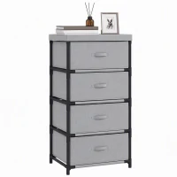HOMCOM Comodă cu Cadru din Oțel, 42 X 32 X 80 Cm, Gri și Negru(m-11)