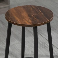 HOMCOM Bar Stools, Set of 2 Kitchen Breakfast Stools with Sturdy Steel Frame, Industrial Tall Bar Chairs, 65cm High Seat, Rustic Brown(m-8)
