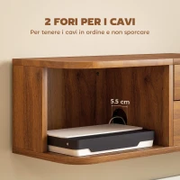 HOMCOM Mobile Porta TV fino 50" Sospeso con Prese di Corrente, USB e Tipo C, Cassetto e Ripiani, 120x24x22.4 cm, Noce(m-7)