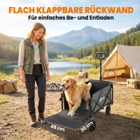Outsunny Gartenwagen 90 kg belastbar, klappbar Transportwagen mit herausnehmbare Plane, Griff, Rädern 72 Liter Grün(m-5)