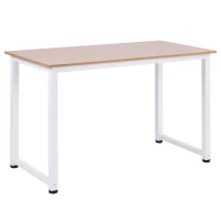 HOMCOM Computer Desk, Writing Table, 120 x 60 x 76cm Workstation for Home Office, Study with Metal Frame, Simple Assembly, White(m-10)