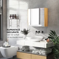 kleankin Dulap cu Oglindă pentru Baie, 3 Uși, Rafturi Reglabile, 68x22x60cm, Alb(m-8)