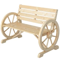 Outsunny Banco de Jardim de Madeira com Apoios em Forma de Roda para 2 Pessoas 105,5x56x79 cm Madeira(m-11)