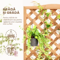 Outsunny Jardinieră cu Spalier pentru Plante Cățărătoare și Bază Largă, din Lemn de Brad, 76x36x170 cm, Maro(m-5)