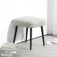 HOMCOM Hocker, Fußstütze, gepolsterter Sitz, Kaschmir-Optik, Stahlbeine, 42 x 42 x 44 cm, Hellgrau(m-10)