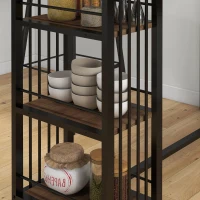 HOMCOM Mesa Alta Cocina con 3 Estantes Mesa Alta Bar para 2 Personas Patas de Acero para Salón 120x40x105 cm Marrón y Negro(m-8)