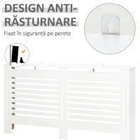 HOMCOM Masca pentru calorifer cu lamele și raft pentru depozitare, din lemn, 172x19x81 cm, Alb(m-5)