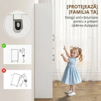 HOMCOM Dulap de Bucătărie Înalt cu 2 Dulapuri și un Sertar Central, Rafturi Reglabile și 4 Uși în Total, Alb(m-7)