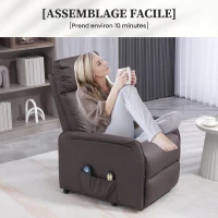 HOMCOM Fotoliu Relax Alzapersona și Reclinabil cu 8 Puncte de Masaj și Încălzire, 2 Telecomenzi, Maro(m-8)