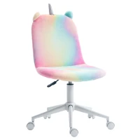 Vinsetto Fluffy Unicorn Office Chair with Mid-Back and Swivel Wheel, Cute Desk Chair, Rainbow Multi-Colored(m-11)