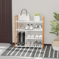 HOMCOM 4 Tier Shoe Racks Storage Stand Shelf Organizer Wood Frame 78 x 68 x 26 cm Hallway Furniture(m-2)